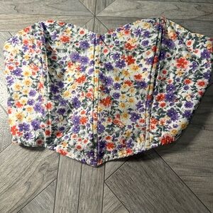 La Hearts Floral Crop Top with Purple, Red, and Orange